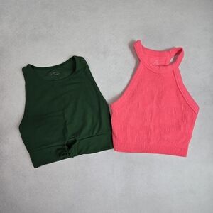 Aerie Green and Pink Women's Tops